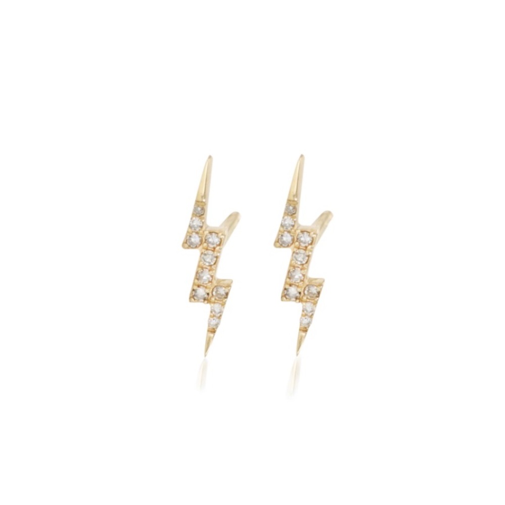 14ky/white diamond lightening bolt earrings
